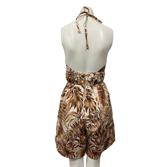 Autumn Adeigbo Karina Halter Short Romper V Neck Tropical Jumpsuit 4 - Picture 5 of 7